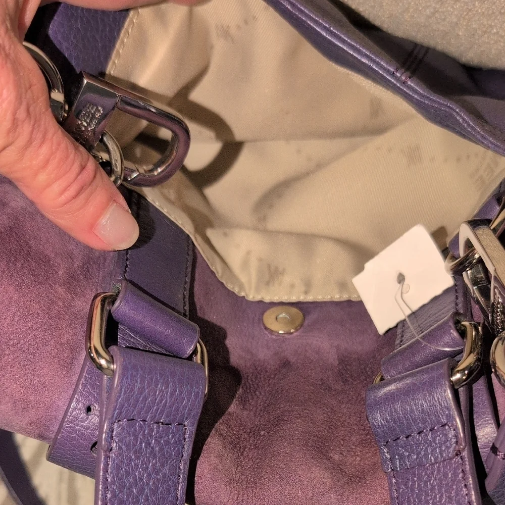 Aimee Kestenberg Eggplant Leather & Suede Bag With Tags New With Tags